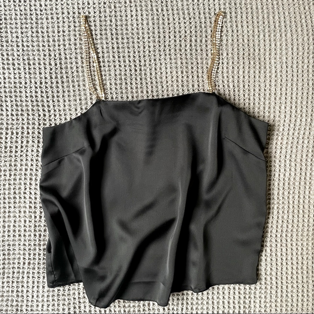 ASOS Embellished Strap Black Satin Top